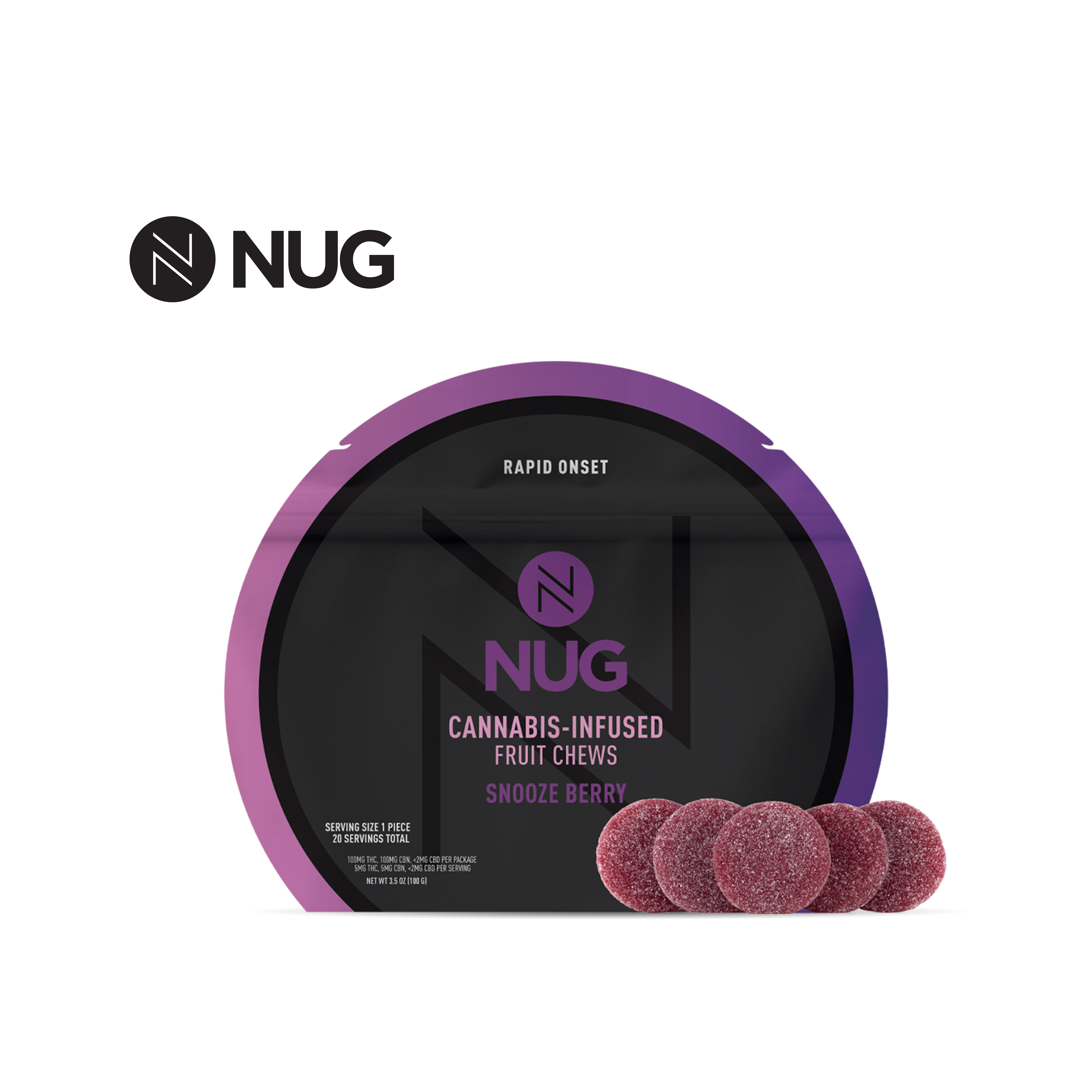 1:1 CBN/THC SNOOZE BERRY 100MG 20 PACK NANO FRUIT CHEWS